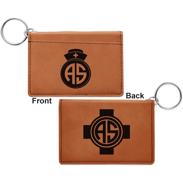Nurse Cognac Leatherette Keychain ID Holders - Front and Back Apvl