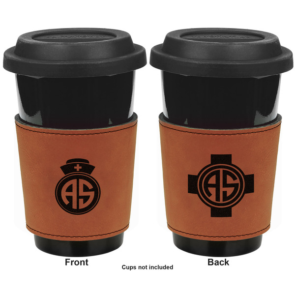 Nurse Cognac Leatherette Mug Sleeve - Double Sided Apvl