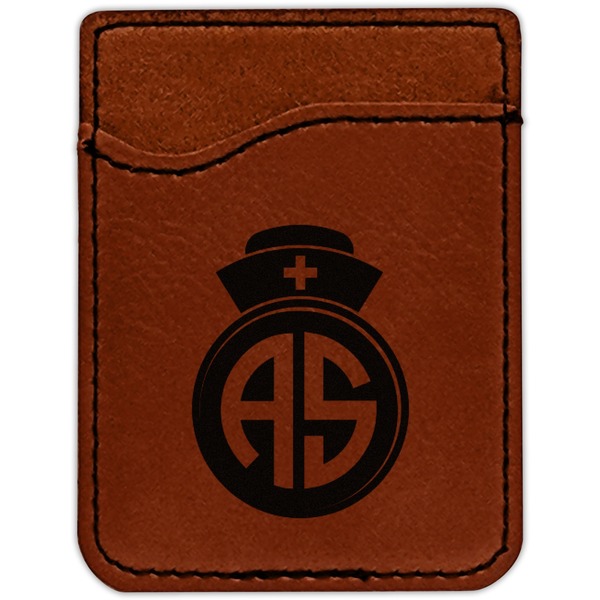 Nurse Cognac Leatherette Phone Wallet close up