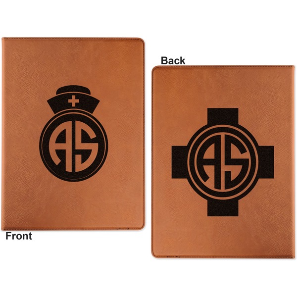 Nurse Cognac Leatherette Portfolios with Notepad - Small - Double Sided- Apvl