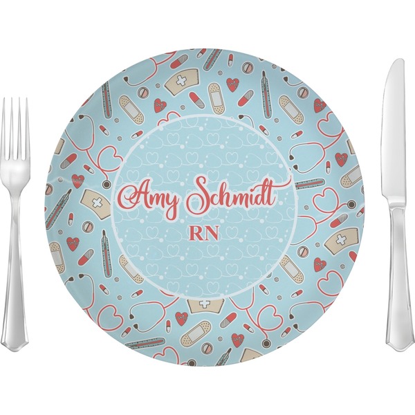 Custom Nurse 10" Glass Lunch / Dinner Plates - Single or Set (Personalized)