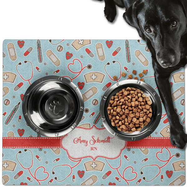 Custom Nurse Dog Food Mat - Large w/ Name or Text