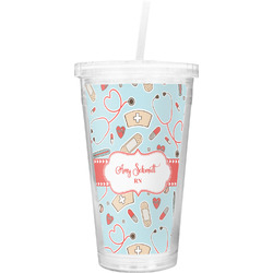 Nurse Double Wall Tumbler with Straw (Personalized)