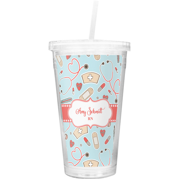 Custom Nurse Double Wall Tumbler with Straw (Personalized)