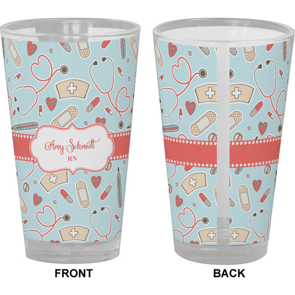 Nurse Pint Glass - Full Color - Front & Back Views