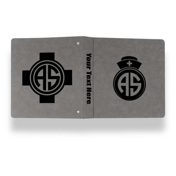 Nurse Leather Binder - 1" - Grey - Back Spine Front View