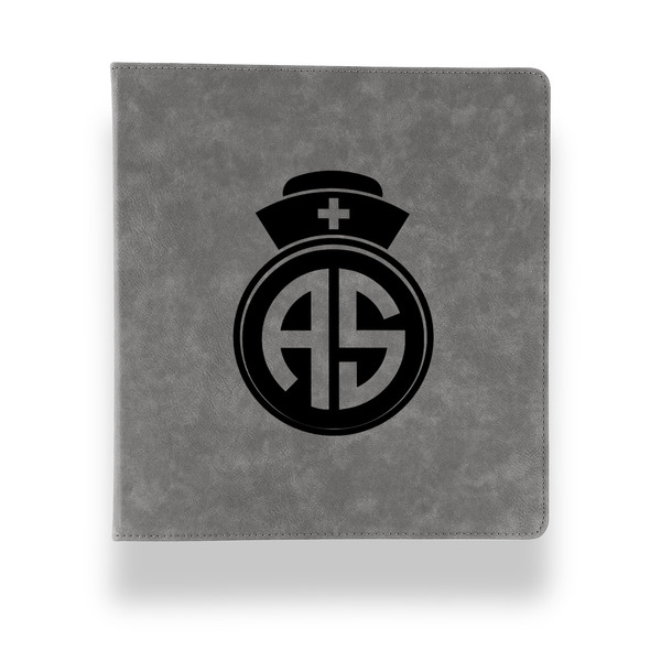 Nurse Leather Binder - 1" - Grey - Front View