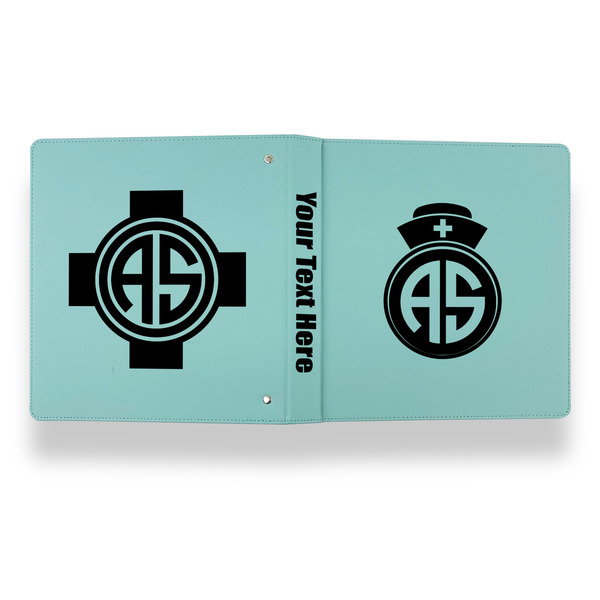Nurse Leather Binder - 1" - Teal - Back Spine Front View