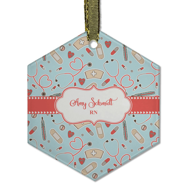 Nurse Frosted Glass Ornament - Hexagon