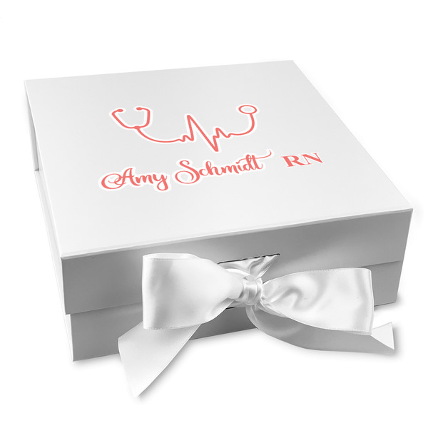 Custom Nurse Gift Box with Magnetic Lid - White (Personalized)