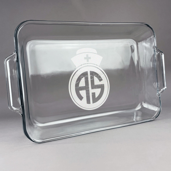Custom Nurse Glass Baking Dish with Truefit Lid - 13in x 9in (Personalized)