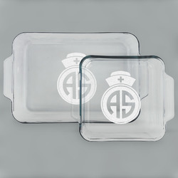 Nurse Set of Glass Baking & Cake Dish - 13in x 9in & 8in x 8in (Personalized)