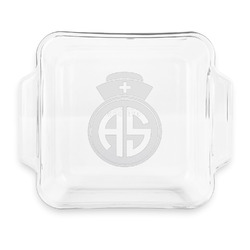 Nurse Glass Cake Dish with Truefit Lid - 8in x 8in (Personalized)