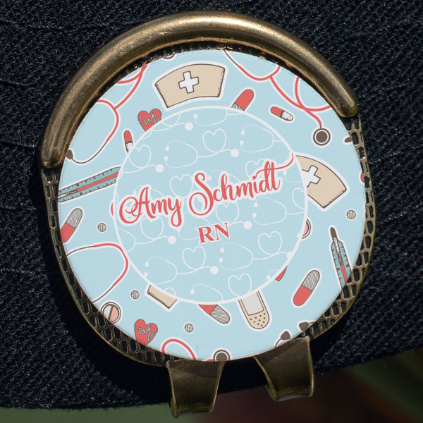 Nurse Golf Ball Marker Hat Clip - Gold - Close Up