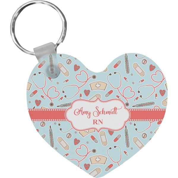Custom Nurse Heart Plastic Keychain w/ Name or Text