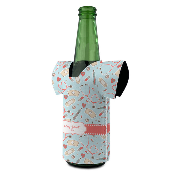 Nurse Jersey Bottle Cooler - ANGLE (on bottle)