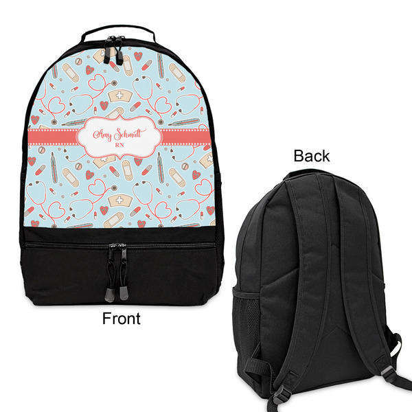 Nurse Large Backpack - Black - Front & Back View