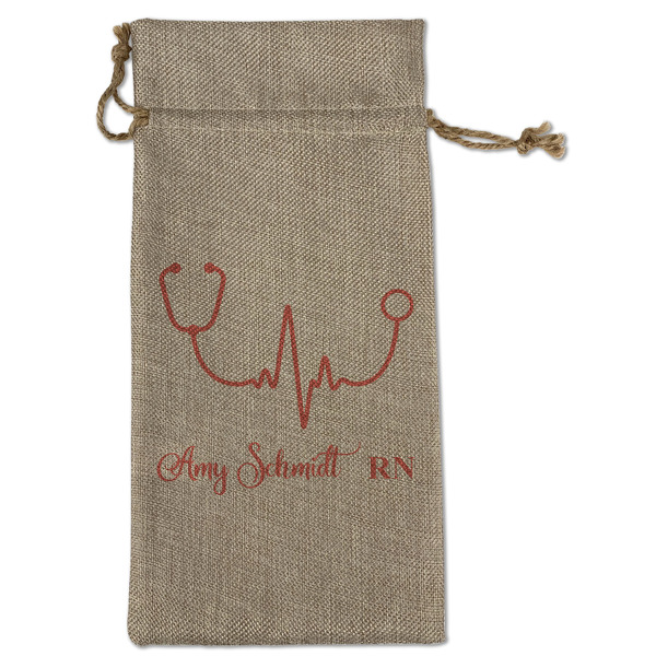 Custom Nurse Large Burlap Gift Bag - Front (Personalized)