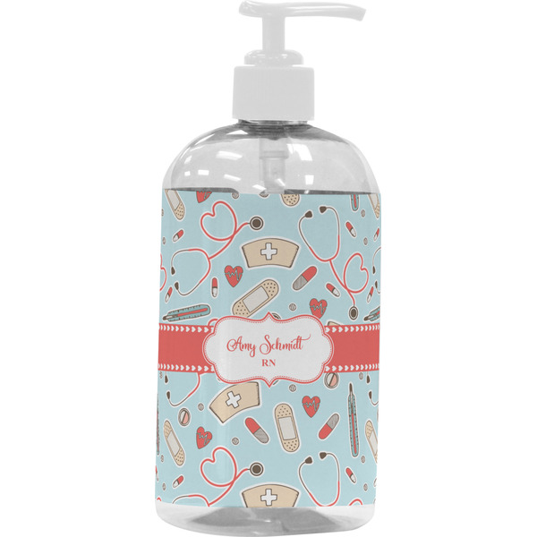 Custom Nurse Plastic Soap / Lotion Dispenser (16 oz - Large - White) (Personalized)