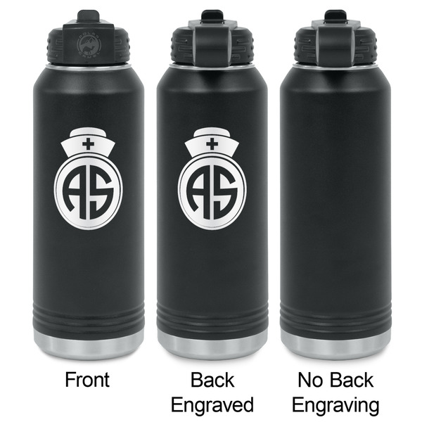 Nurse Laser Engraved Water Bottles - 2 Styles - Front & Back View