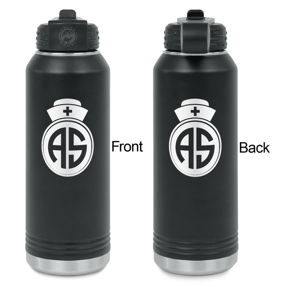 Nurse Laser Engraved Water Bottles - Front & Back Engraving - Front & Back View