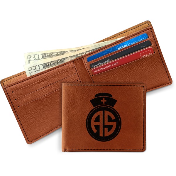 Nurse Leather Bifold Wallet - Open Wallet In Back