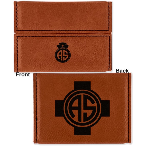 Nurse Leather Business Card Holder - Front Back
