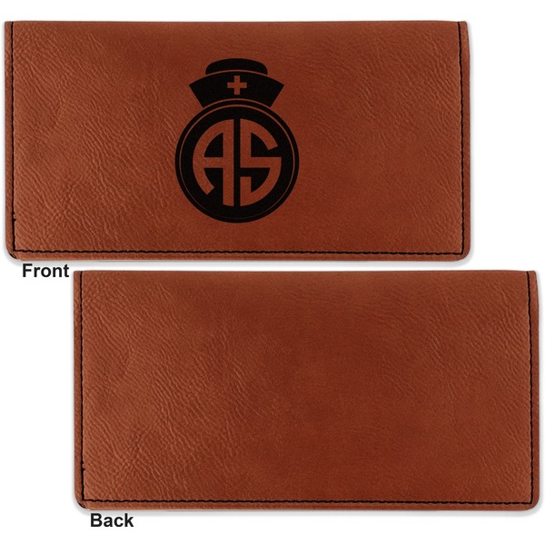 Nurse Leather Checkbook Holder Front and Back Single Sided - Apvl