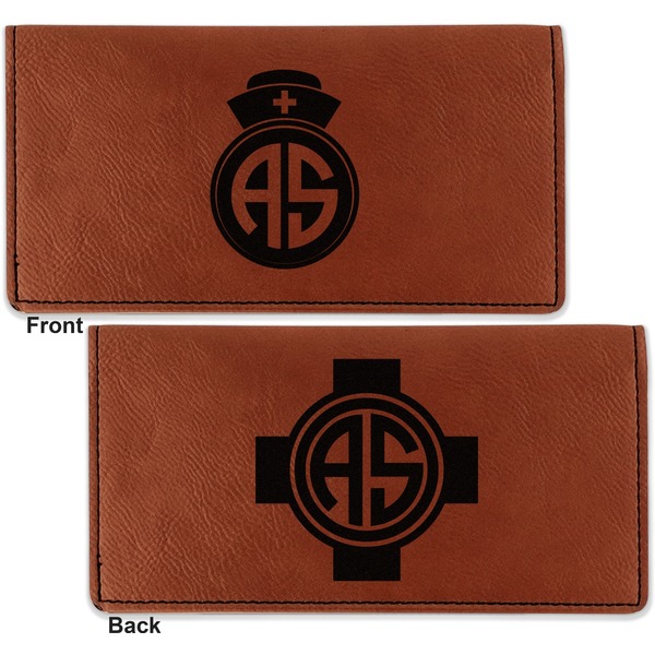 Nurse Leather Checkbook Holder Front and Back