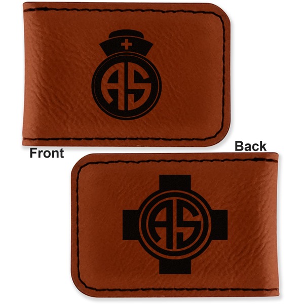 Nurse Leatherette Magnetic Money Clip - Front and Back