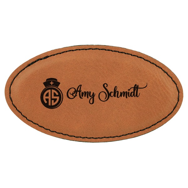 Custom Nurse Leatherette Oval Name Badge with Magnet (Personalized)