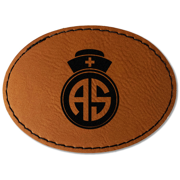 Custom Nurse Faux Leather Iron On Patch - Oval (Personalized)