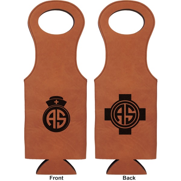 Nurse Leatherette Wine Tote Double Sided - Front and Back