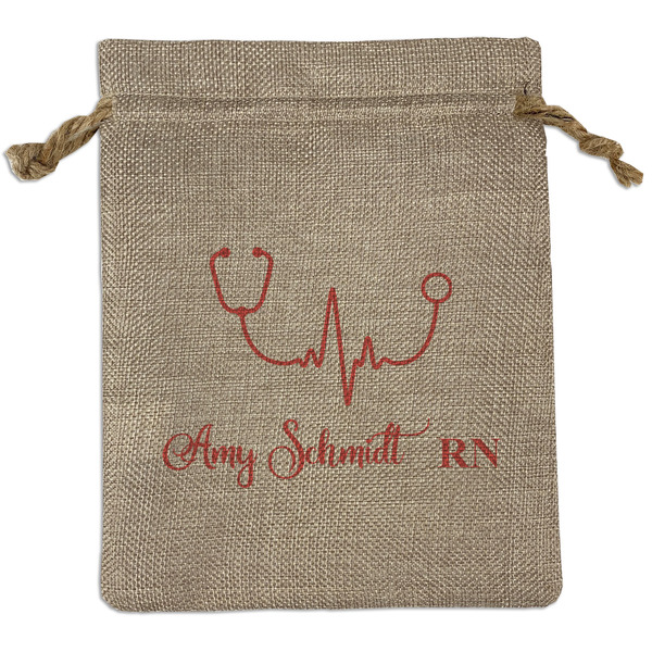 Custom Nurse Medium Burlap Gift Bag - Front (Personalized)