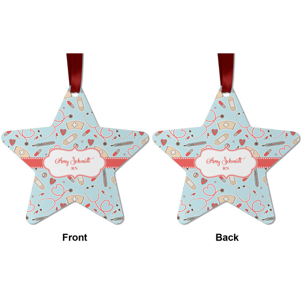 Nurse Metal Star Ornament - Front and Back