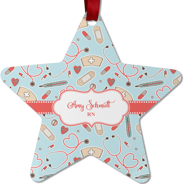 Nurse Metal Star Ornament - Front