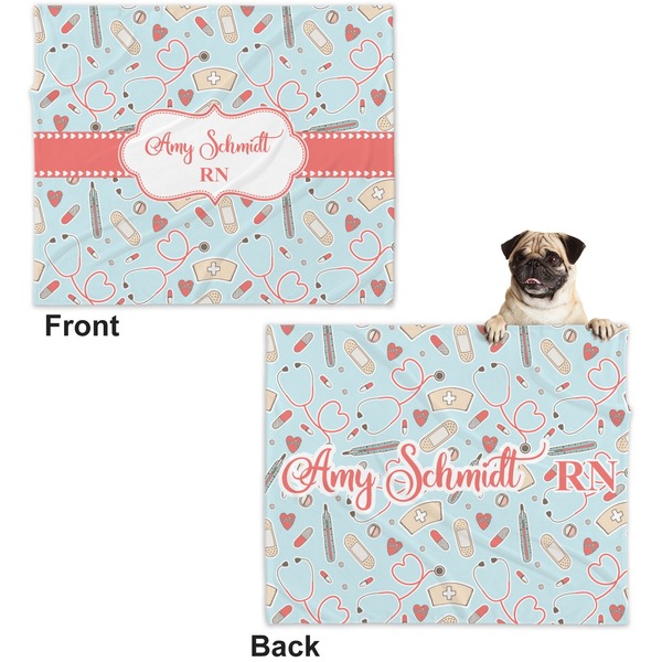 Nurse Microfleece Dog Blanket - Large- Front & Back