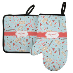 Nurse Left Oven Mitt & Pot Holder Set w/ Name or Text