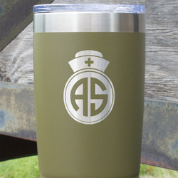 Nurse 20 oz Stainless Steel Tumbler - Olive - Single Sided (Personalized)