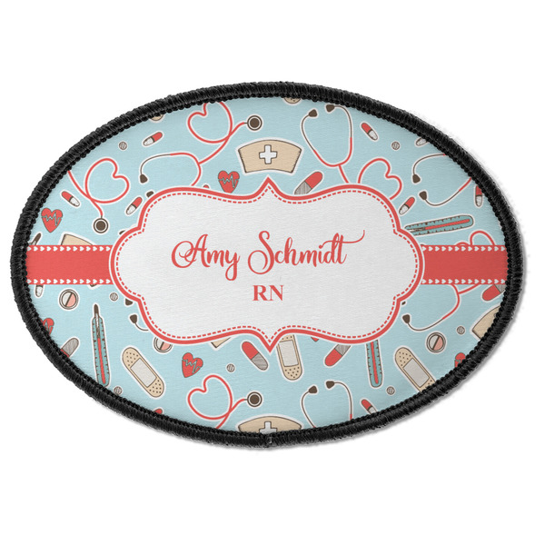 Custom Nurse Iron On Oval Patch w/ Name or Text