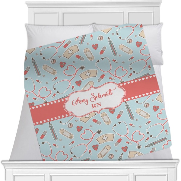 Custom Nurse Minky Blanket - Toddler / Throw - 60"x50" - Double Sided (Personalized)