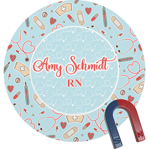 Custom Nurse Round Fridge Magnet (Personalized)