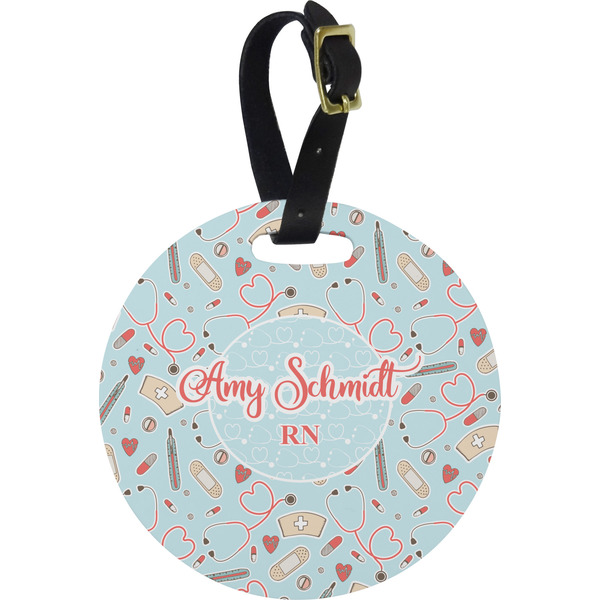 Custom Nurse Plastic Luggage Tag - Round (Personalized)