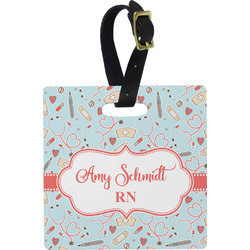 Nurse Plastic Luggage Tag - Square w/ Name or Text