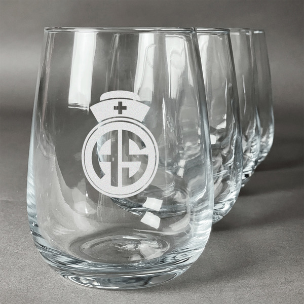 Custom Nurse Stemless Wine Glasses (Set of 4) (Personalized)