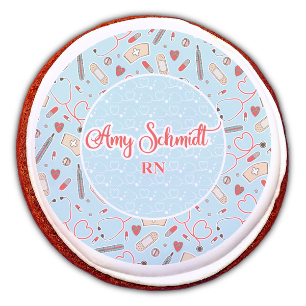 Nurse Printed Icing Circle - Large - On Cookie