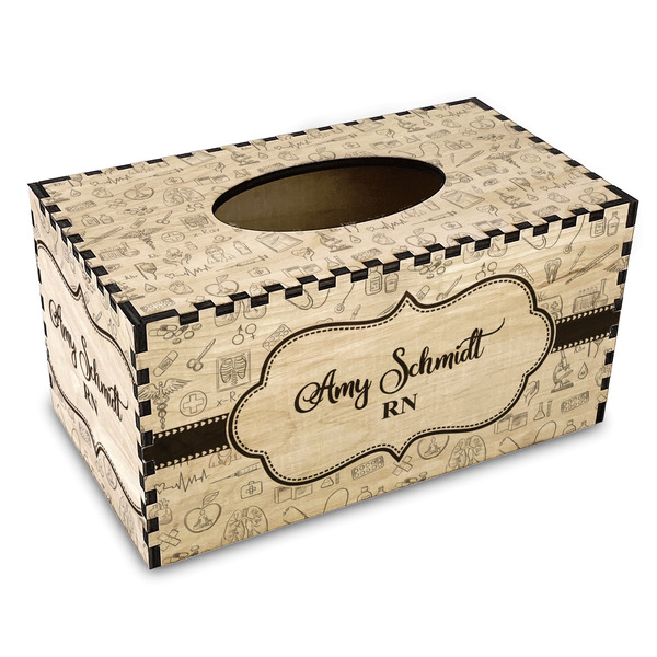 Custom Nurse Wood Tissue Box Cover - Rectangle (Personalized)