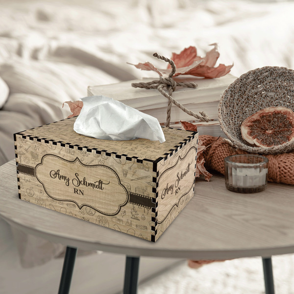 Nurse Rectangle Tissue Box Covers - Wood - In Context
