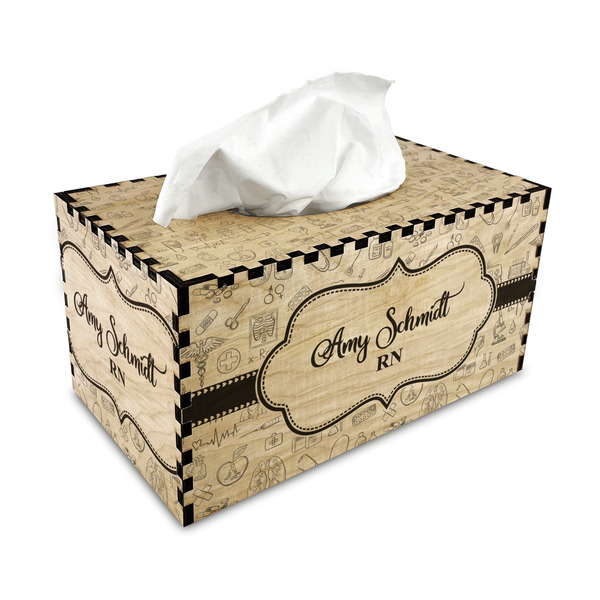 Nurse Rectangle Tissue Box Covers - Wood - with tissue
