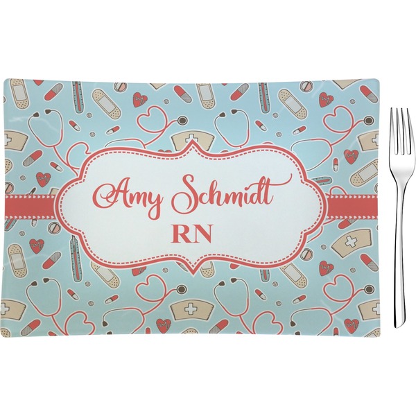 Custom Nurse Glass Rectangular Appetizer / Dessert Plate (Personalized)